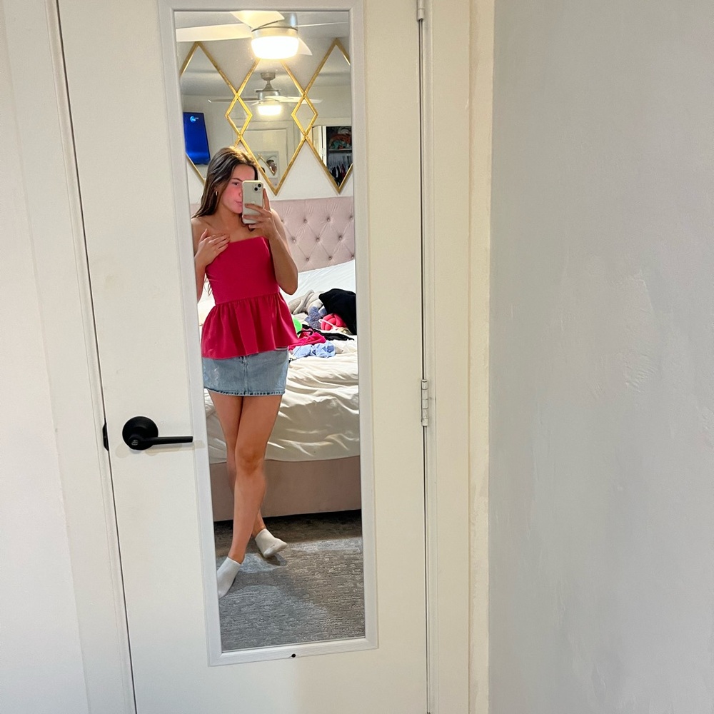 French Connection Pink Strapless Top